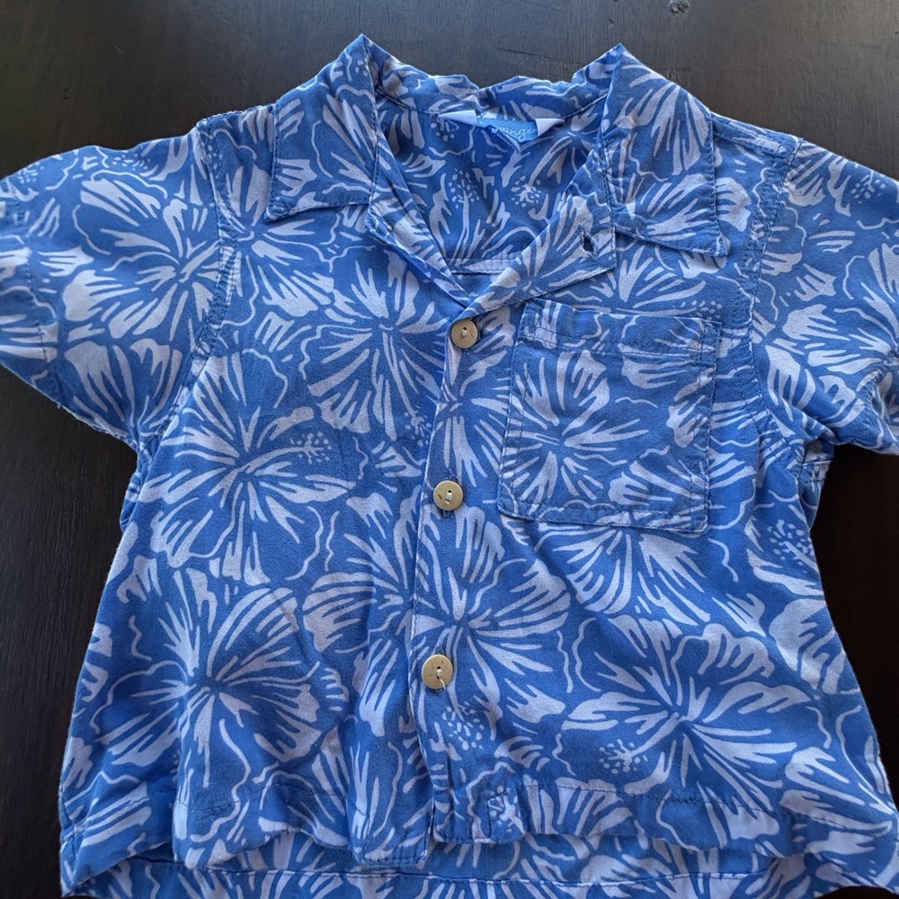Blue Ginger Kids Blue Floral Button Down Shirt